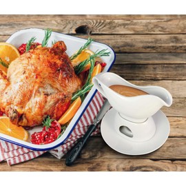KOVOT 12 Ounce Gravy Boat, Warming Stand & Tray | Ceramic White Gravy Dish With Tealight Warming Option