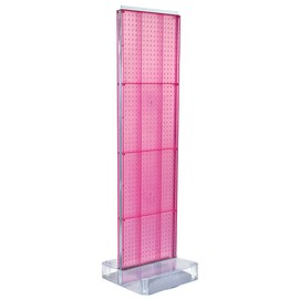Azar Displays 700770-PNK, TWO-SIDED PEGBOARD FLOOR DISPLAY NON- REVOLVING ROUND STUDIO BASE. PANEL SIZE: 16" W X 60" H, Pink