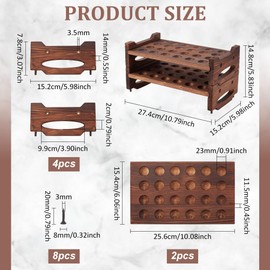 BENECREAT 48 Slot 2 Tier Stackable Wooden Quail Egg Holder Rack, Rustic Brown Egg Organizer for Kitchen Storage Display