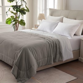 BedTreat Cooling Comforter Twin Size Cool Comforters for Hot Sleepers Cooling Blanket Breathable Comforter Summer Bedding Light Gray and Dark Gray