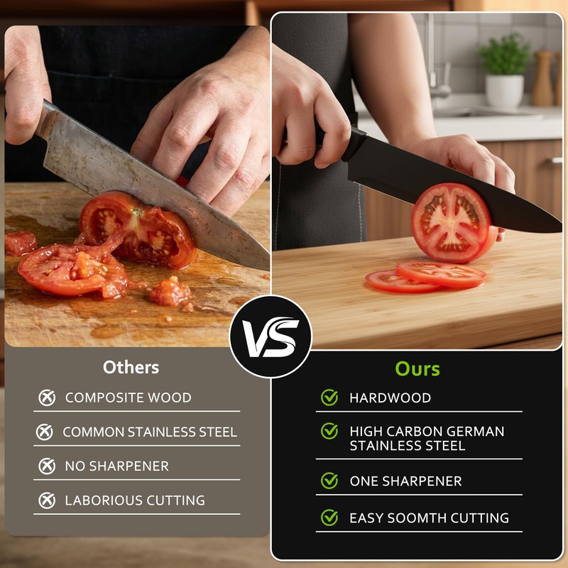 Knife Set, 16 Pieces Kitchen Knife Set with Block and