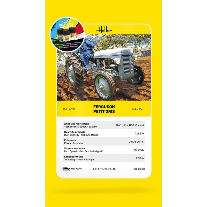 Heller 57401 Ferguson TE-20 Petit Gris Model Kit, Grey