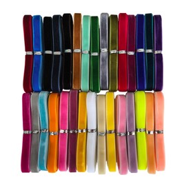 Chenkou Craft 30 Yards 3/8" Velvet Ribbon Total 30 Colors Assorted Lots Bulk (Multicolored, 3/8"(10mm))