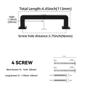 BUKOBYHE 10 Pack 3-3/4 Inch Kitchen Cabinet Handles Matte Black Cabinet Pulls Zinc Alloy Drawer Pulls Solid Kitchen Hardware