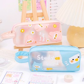 Transparent Pencil Case, Cute Pencil Case, Transparent Zipper Pencil Case, Travel Makeup Bags for College Office School Stationery, blue, pocket organizer
