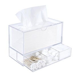 Clear Tissue Box Cover for Bathroom, Transparent Facial Tissue Holder