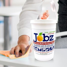 Jobz Hand and Multi-Surface Cleaning Wipes – 300 Count (4 Pack) – Citrus Scent, Dual-Textured, No VOCs, Aloe + Provitamin B5 – Heavy Duty Wipes for Hands, Tools, and Surfaces