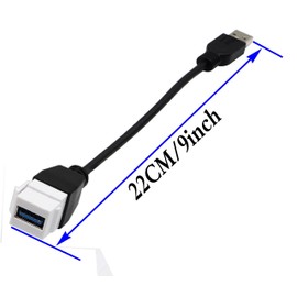 zdyCGTime USB 3.0 Keystone Jack Inserts Cable, USB 3.0 A to USB A 3.0 Adapters Female to Male Connector Extension Cable for Wall Plate Outlet Panel White(22CM/9inch) (USB 3.0 F/M)