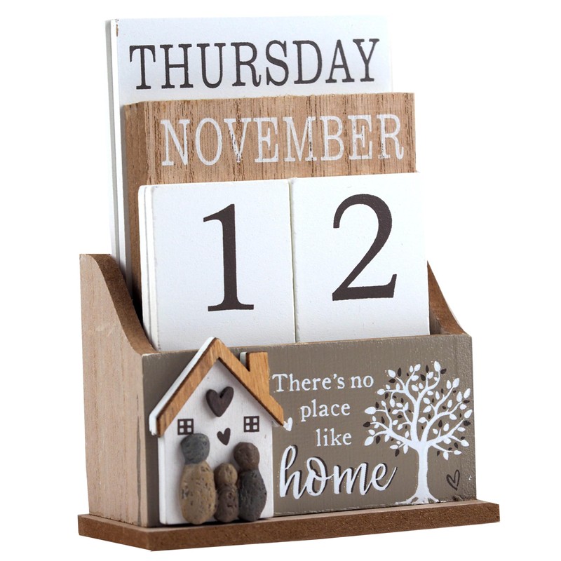 Wooden Perpetual Calendar Desktop Eternal Calendar Blocks - No Place