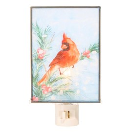 Raz Imports Cardinal Winter Scene Nite Lite – Plug-in Night Light with Festive Red Bird and Snowy Pine Design – Holiday Home Accent