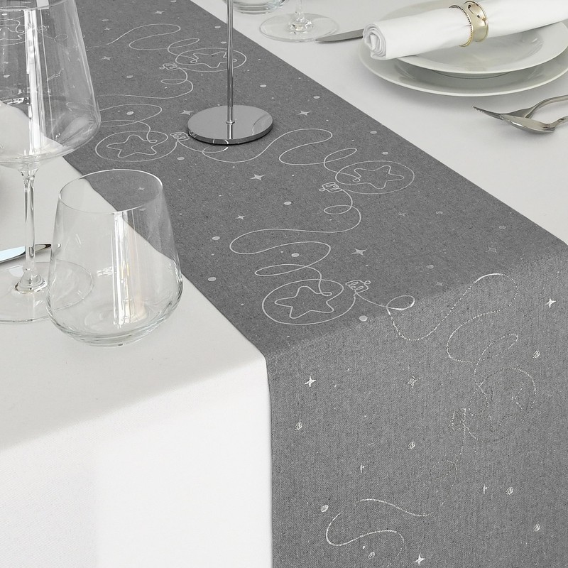 MODERNO Linen Look Table Runner Grey 5 m - Christmas