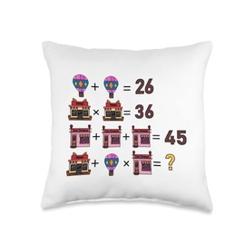 Bahaa's Tee Mathematical Funny Riddle Puzzles Game Graphic Cool Designs Throw Pillow, 16x16, Multicolor