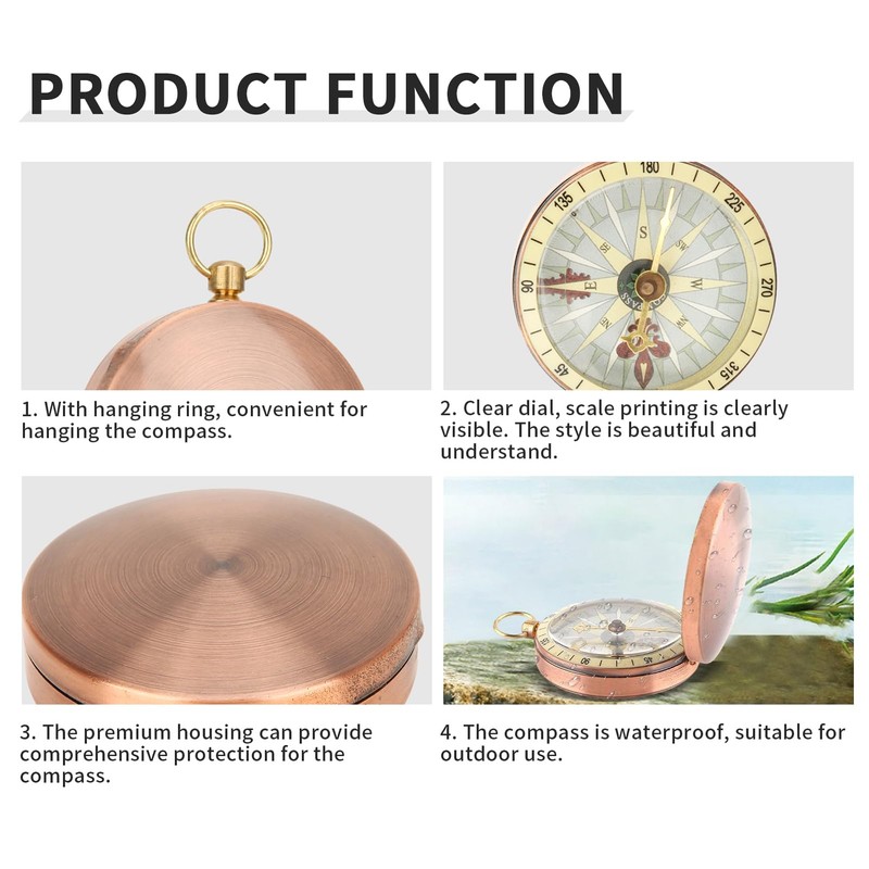 Metal Compass Pocket Watch Compass Portable Flip Compass with Hanging