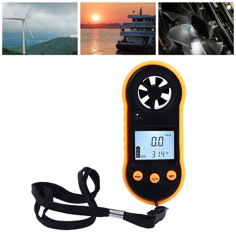 Digital Anemometer LCD Screen Handheld Wind Speed Meter Wind Temperature