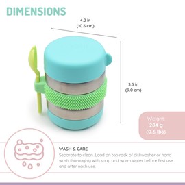 melii Stainless Steel Food Jar, 10.1oz, Double Walled, Vacuum Insulated, Integrated Fork, Airtight & Leakproof, Dishwasher Safe - Blue, Mint, Lime