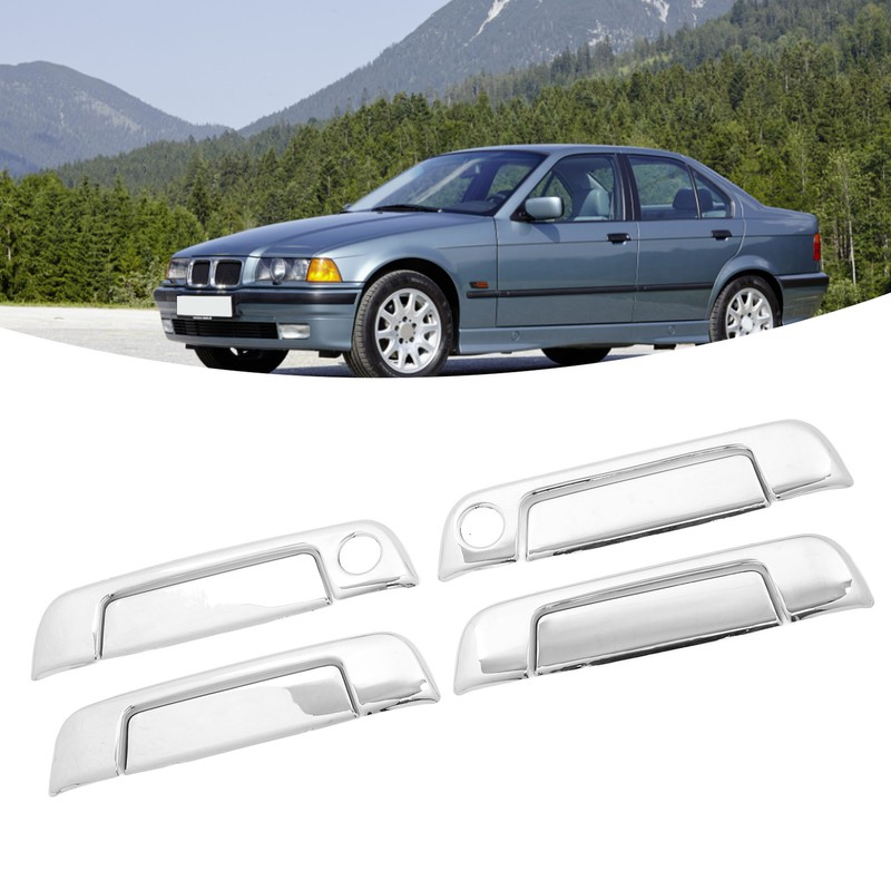 4 Sets Exterior Door Handle Cover ABS Chrome Weatherproof Replacement