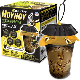 HOY HOY Wasp Trap (1 Unit) - Outdoor Hanging Trap for Yellowjackets, Wasps, Hornets, and Northern Giant Hornets, Food-Based Attractant, Safe, Easy Setup, Up to 30 Days Protection, Made in Japan