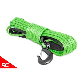 Rough Country 3/8" Green Synthetic Winch Rope with Clevis Hook | 85 FT - RS113