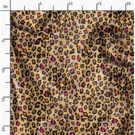 Soimoi Orange Velvet Fabric Leopard Animal Skin Printed Fabric 1 Yard 58 Inch Wide