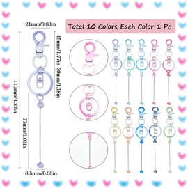 SUNNYCLUE 10Pcs 10 Colors Bead Keychain Bar DIY Keychain Making Kit Alloy Colorful Resealable Blank Beadable Metal Key Chain Bars Accessories for Handmade Beadable Keychains Making Supplies DIY Crafts
