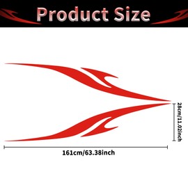 TOMALL 2Pcs 63'' Flame Graphics Stickers Car Body Side Skirt Decals Racing Sports Stripe Decals for Car Universal Vinyl Waterproof Decal Decoration for Truck SUV Off-Road Vehicles Accessories (Red)