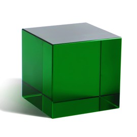 QFkris 2.2inch Crystal Glass Cube Prism Paperweight,Optic Prism Cube Figurine Collectibles for Office or Home Decor,Cool Science Gadgets,Birthday Gift (Green)