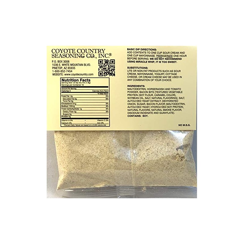 Coyote Country's Bacon Horseradish Tomato Dip Mix (3 Pack)
