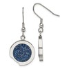 Stainless Steel Polished with Blue Druzy Stone Earrings 42x18 mm