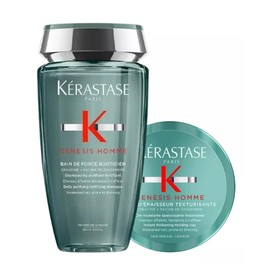 KERASTASE Genesis Homme Kit Tratamiento Para Cabello Debilitado Anticaida Shampoo Bain de Force (250Ml) y Cera Capilar 57 (Ml)