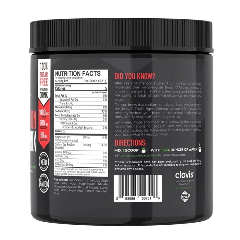 Clovis Essential Electrolytes HYDRATION DRINK MIX Cherry Limeade 3 Pack