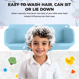 Portable Hair Wash Basin for Kids and Teens,Tear-Free Shampoo Bowl with Neck Support for Sink or Bathtub,Stress-Free Hair Washing (Blue)