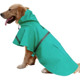 Mikayoo Large Dog Raincoat Ajustable Pet Waterproof Clothes Lightweight Rain Jacket Poncho Hoodies with Strip Reflective