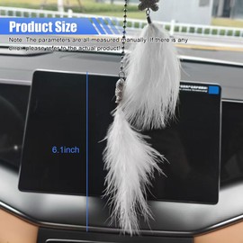Bear & Feather Car Rear View Mirror Hanging Pendant, Crystal Rhinestone Bling Rearview Mirror Charm Hanging Ornament, Elegant Car Interior Decoration Auto Accessory for Women (Bear)