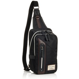 RONDE Crossbody Bag, Leather X Mesh Back, Shoulder Bag, One Shoulder Bag, Large Capacity, Crossbody Bag, Sports Bag, Men's, a. Nylon black