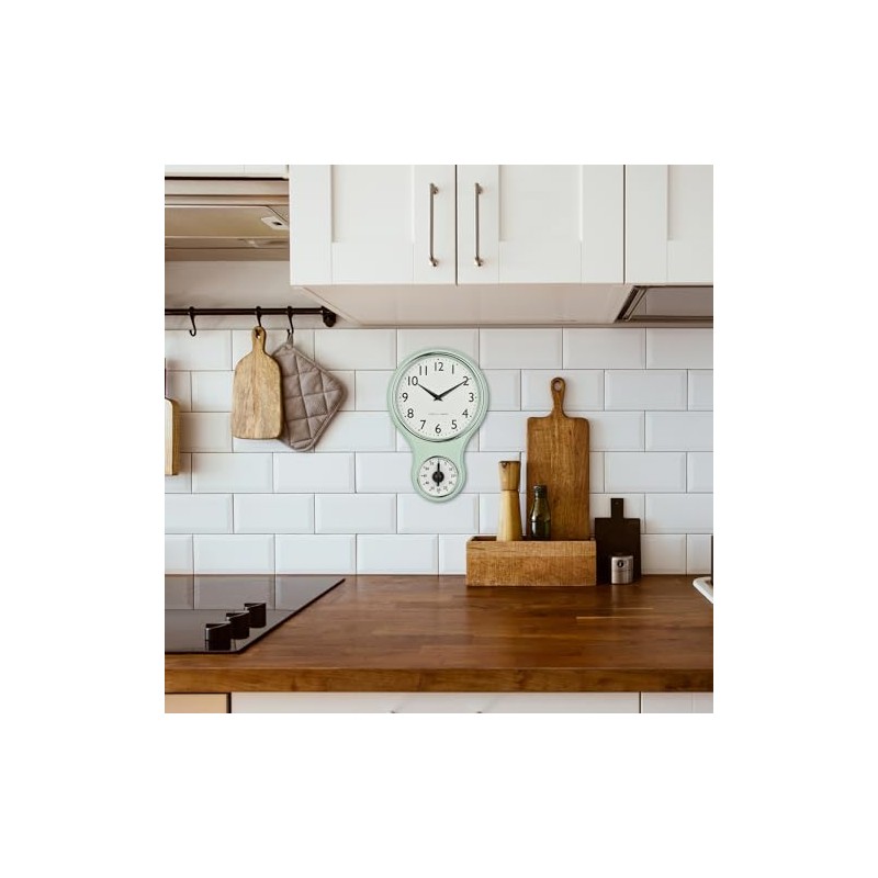 TFA Dostmann Retro Analogue Wall Clock with Timer 60.3073.20 Egg