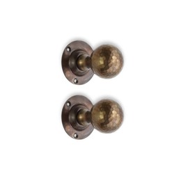Infinity Decor Pair of Hammered Ball Mortice Door Knobs 45mm Handles Set – Ideal for Interior and Exterior use. (Antique)