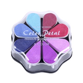 YPSelected 8 Assorted Multi Colours Waterdrop Shaped Craft Rubber Stamps Petal Ink Pads for Paper Wood Fabric (Set 1029)