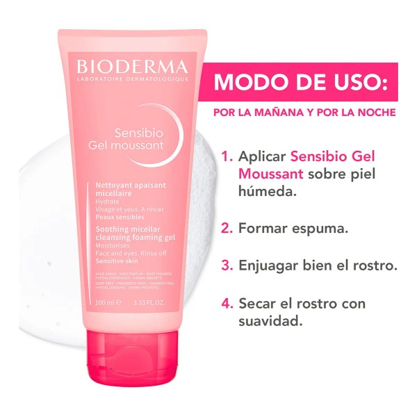 Bioderma Sensibio Gel Moussant, Gel Micelar Limpiador, 100 M Tipo
