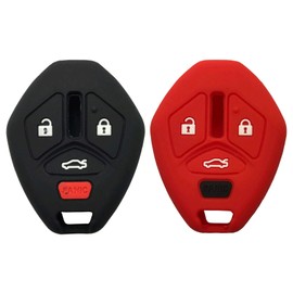 Grakest Silicone Protector Key Fob Cover Case fit for Mitsubishi Eclipse Lancer Outlander Galant Endeavor Keyless Entry Key Fob Glove (Black Red)