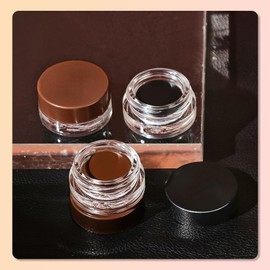 Waterproof Gel Eyeliner (Brown), Long-Lasting Cream Gel Pot with High-Intensity Pigments, Smudge-Proof and Water-Resistant Eye Liner Makeup, Includes Brow & Eyeliner Brushes