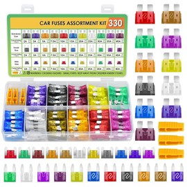 330PCS Fusibles Lámina Auto de Colores Varios Amperes, Fusibles Automotriz Estandar para Coche, Barco, Camión, Caravana, Suv, Kit de Fusibles para Auto Estándar con Extractor y Probador De Circuitos