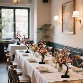 2 Pack Cherry Blossom Tree Lamp, 18inch 36 Led Bonsai Tree Lights, Battery/USB Operated Japanese Decor Night Lights for Bedroom Home Idea, Warm White