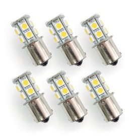 RV Lighting 1156-CW13M6 Value Pack of 6 Cold White LED Bulb with 13 SMD 5050 & BA15S Bayonet Connector