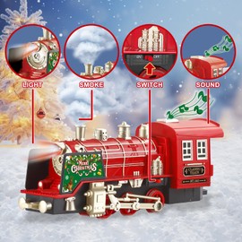 Train Set- Train Set for Under Christmas Tree w/ 4 Speed, Rc, Smokes, Lights & Music(ON/Off), Train Set for Toddlers, Rechargeable, Train Set for Kids, Christmas Trains Gifts Toy for Boys & Girls 3-9