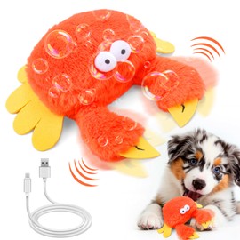 Interactive Dog Toys, Crab Dog Toy that Wiggle Pinchers, Dog Toys to Keep Them Busy, Touch Activated Dog Toys for Small / Medium / Large Puppy Enrichment, Rechargeable Pet Toys Plush, Squeaky Dog Toys