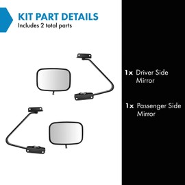 TRQ Driver and Passenger Side Mirror Assembly Set Manual Paint to Match Smooth Compatible with 1987-1991 Ford F-150