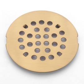 Snap-in Shower Drain Cover 4-1/4 inch Shower Strainer Grid Round (1, Brushed Golden)