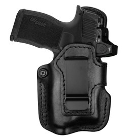 IWB Leather Holster for P365 & Hellcat with TLR-7 Sub/TLR-7 X Sub/TLR-8 Sub/TLR-8 X Sub/TLR-8 G Sub & TLR-7 HL-X Sub/TLR-8 HL-X Sub, Optic-Ready, Inside Waistband Carry, 1.75" Steel Clip, Black, Right