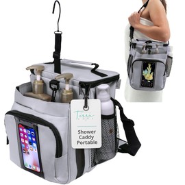 TERRA HOME Portable Shower Caddy Bag- Large Capacity, Quick Dry with Metal Hook - Hanging Shower Bag - Breathable Mesh Toiletry Shower Tote for Gym and College Dorm (Grey, Extra Large)