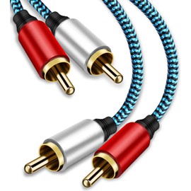 Hftywy RCA Cable 5ft/1.5M 2RCA Male to 2RCA Male Stereo Audio Cable Nylon-Braided Auxiliary Audio Cord for Home Theater HDTV Amplifiers Hi-Fi Systems Speakers and etc